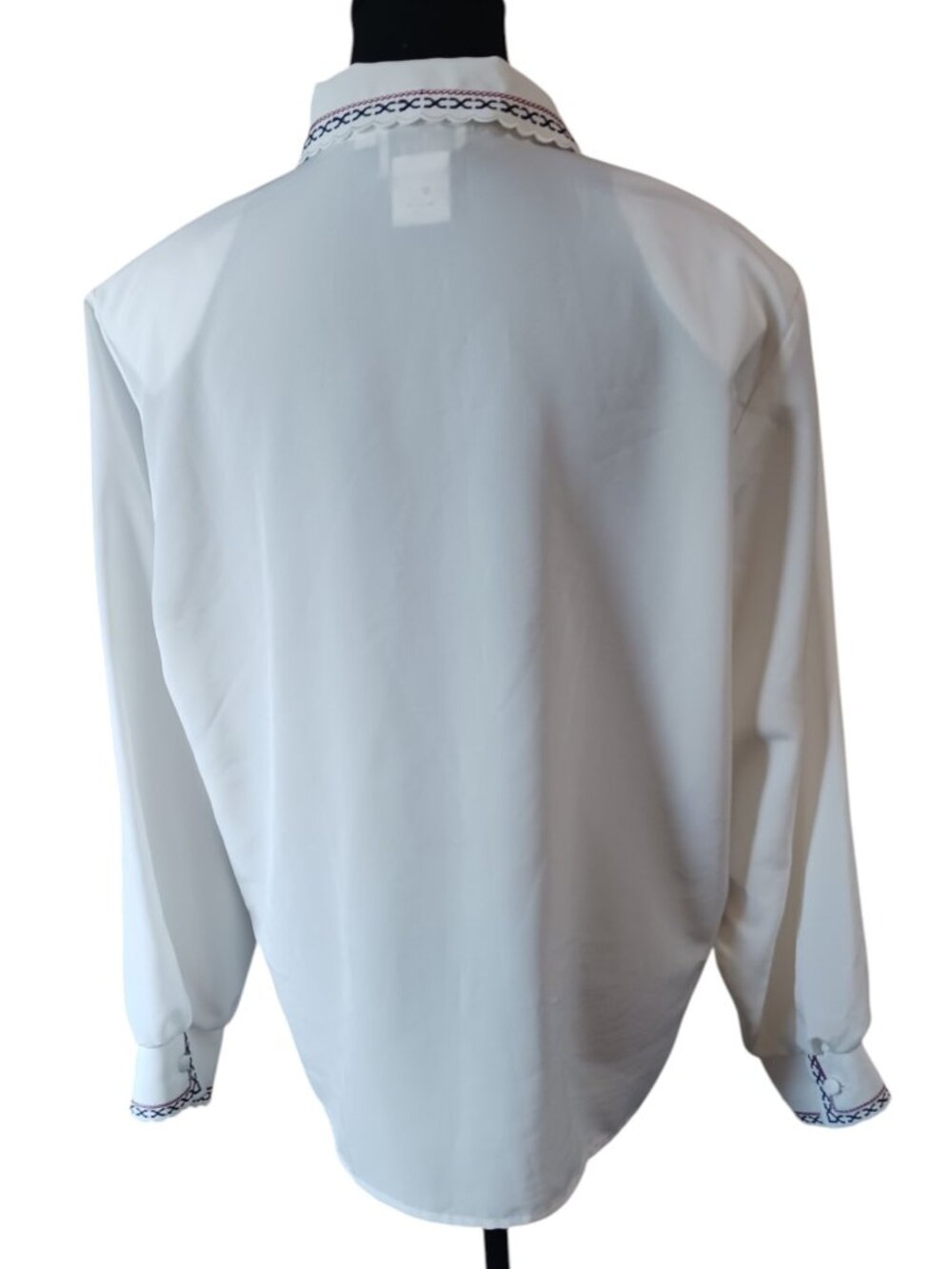 Vintage Jessica Embroidered Size 18 White Long Sleeve Button-Up Polyester Blouse - Picture 11 of 16